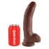 King Cock 9 - velké připínací, varlatové dildo (23 cm) - hnědé