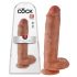 King Cock 11 - velké připínací, varlatové dildo (28 cm) - tmavě přírodní