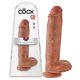 King Cock 11 - grand gode ventouse avec testicules (28cm) - naturel foncé