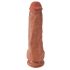 King Cock 11 - velké připínací, varlatové dildo (28 cm) - tmavě přírodní