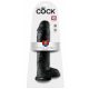 King Cock 11 - velké připínací, testikulární dildo (28 cm) - černé