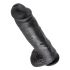 King Cock 11 - grote dildo met zuignap en ballen (28cm) - zwart