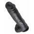 King Cock 11 - velké připínací, testikulární dildo (28 cm) - černé