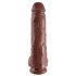 King Cock 11 - velké připínací, varlatové dildo (28 cm) - hnědé