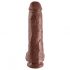 King Cock 11 - velké připínací, varlatové dildo (28 cm) - hnědé