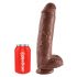 King Cock 11 - grand dildo ventouse avec testicules (28cm) - marron