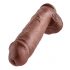 King Cock 11 - grand dildo ventouse avec testicules (28cm) - marron