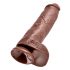 King Cock 11 - grote dildo met zuignap en ballen (28cm) - bruin