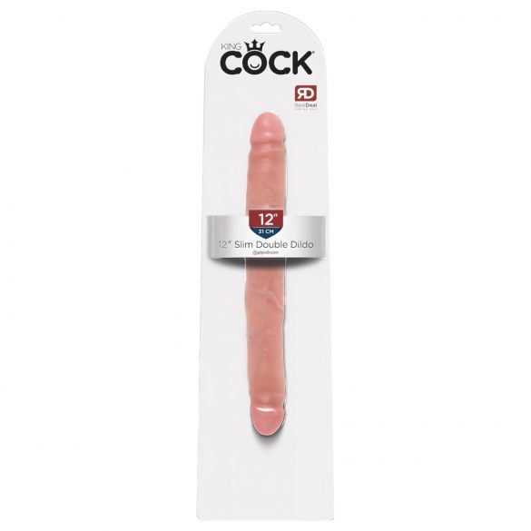 King Cock 12 Slim - double godemichet réaliste (31 cm) - naturel