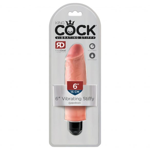 Pipedream King Cock 6″ Vibrating Stiffy - vodotěsný, realistický vibrátor (15cm) - tělová barva