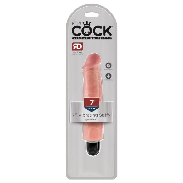 King Cock 7 Stiffy - Vibrateur Réaliste Étanche (18cm) - Naturel