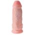 King Cock 9 Chubby - připínací, varlatové dildo (23 cm) - přírodní