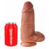 King Cock 9 Chubby - připínací, testikulární dildo (23 cm) - tmavě přírodní