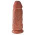 King Cock 9 Chubby - připínací, testikulární dildo (23 cm) - tmavě přírodní