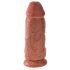 King Cock 9 Chubby - připínací, testikulární dildo (23 cm) - tmavě přírodní