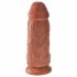 King Cock 9 Chubby - připínací, testikulární dildo (23 cm) - tmavě přírodní