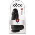 King Cock 9 Chubby - připínací, varlatové dildo (23 cm) - černé