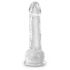 King Cock Clear 7 - připínací, testikulární dildo (18 cm)