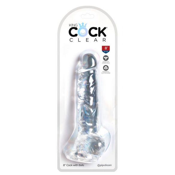 King Cock Clear 8 - zuignap, met ballen dildo (20cm)