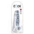 King Cock Clear 8 - připínací, testikulární dildo (20 cm)