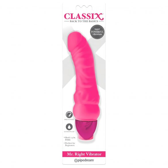 Classix Mr. Right - začátečnický silikonový vibrátor s penisem (růžový)