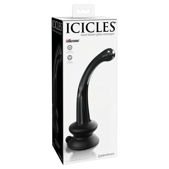 Icicles No. 87 - skleněné dildo s G+P bodem (černé)