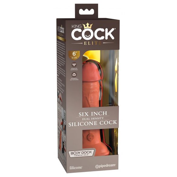 King Cock Elite 6 - gode réaliste à ventouse (15 cm) - foncé