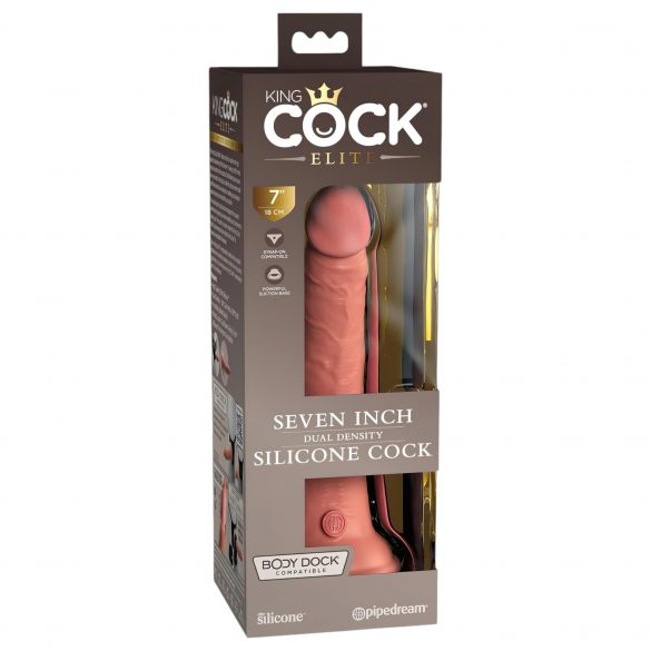 King Cock Elite 7- připínací, realistické dildo (18 cm) - přírodní