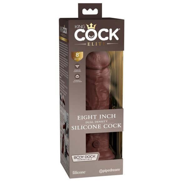 King Cock Elite 8 - připínací, realistické dildo (20 cm) - hnědé