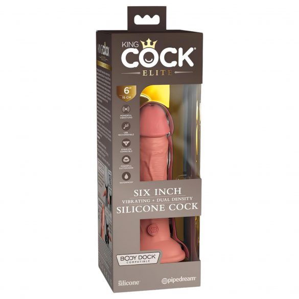 King Cock Élite 6 - vibromasseur réaliste à ventouse 15 cm (naturel foncé)