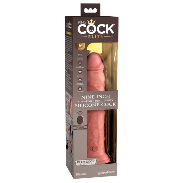 King Cock Elite 9 - vibromasseur à base adhésive avec télécommande 23cm - naturel