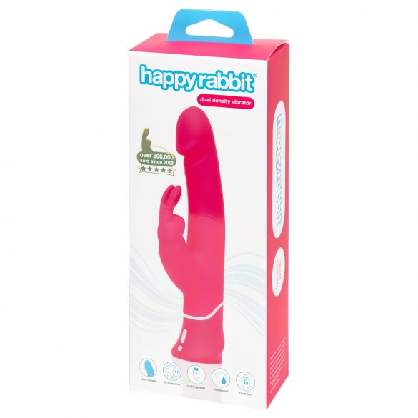 Happyrabbit Dual Density - vodotěsný vibrátor na baterie s hůlkou (růžový)