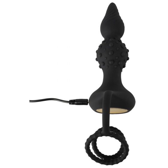 Rebel 2v1 - dobíjecí rádiem řízený anální vibrátor s kroužkem na penis (černý)