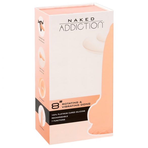 Naked Addiction Rotating 8 - akumulátorový, rotující vibrátor (20cm) - přírodní