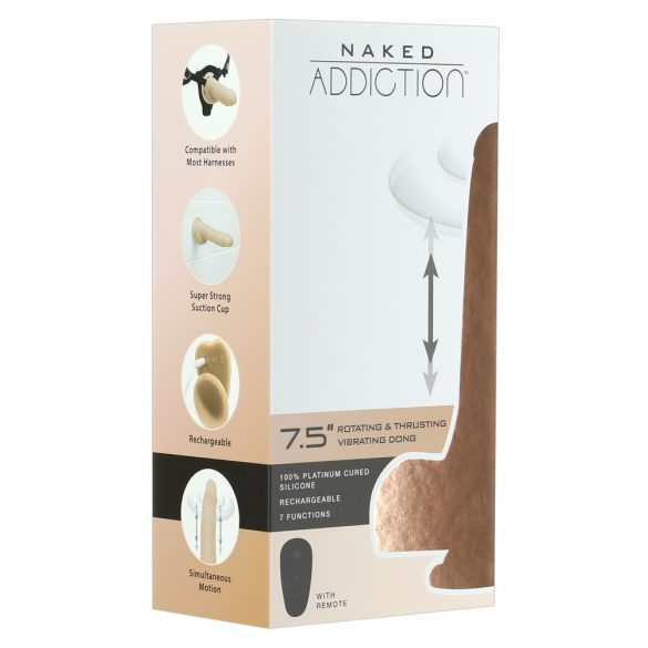 Naked Addiction Thrusting 7,5 - dobíjecí, vibrační vibrátor (19 cm) - přírodní