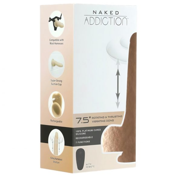 Naked Addiction Thrusting 7,5 - akumulátorový pohyblivý vibrátor (19 cm) - přírodní