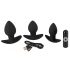 Velours Noir - kit de vibromasseur anal rechargeable - 3 pièces (noir)