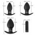 Velours Noir - kit de vibromasseur anal rechargeable - 3 pièces (noir)