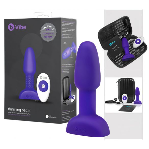 b-Vibe Rimming - rotační anální vibrátor s korálky (fialový)