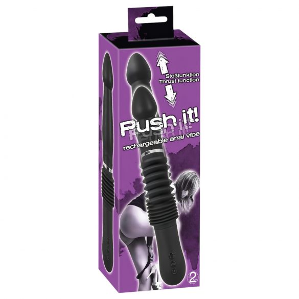 You2Toys Push it rechargeable vibe - nabíjecí anální vibrátor s posuvným pohybem (černý)