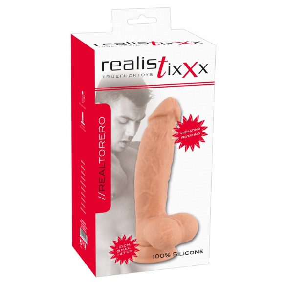 realistixxx Torero - nabíjecí realistický rotační vibrátor s přísavkou (22cm)