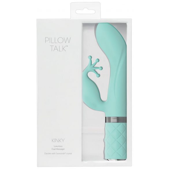 Pillow Talk Kinky - akumulátorový, dvoumotorový vibrátor na bod G (tyrkysový)