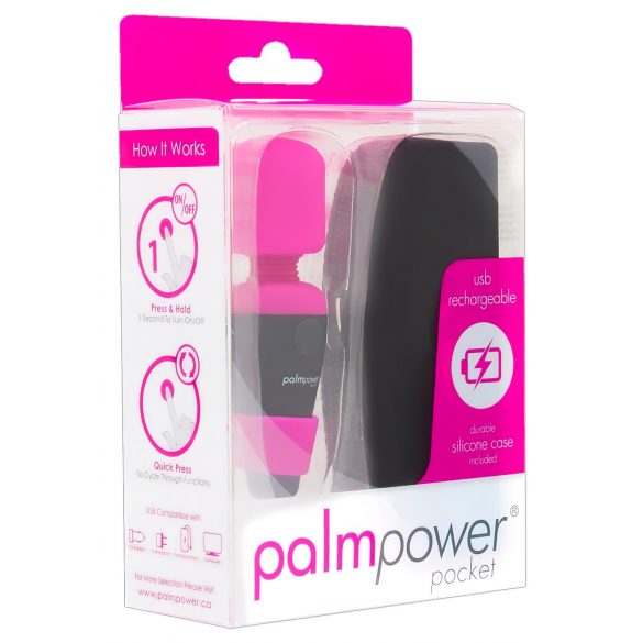 PalmPower Pocket Wand - nabíjecí masážní vibrátor (růžovo-černý)