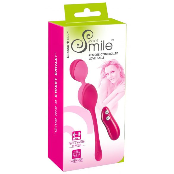 SMILE Love Balls - 82g -ové, nabíjecí vibrační vajíčko na dálkové ovládání (růžové)