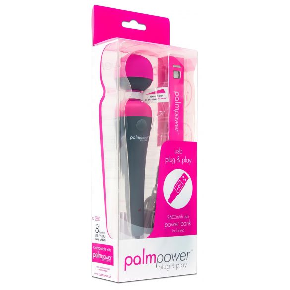 PalmPower Wand - masážní vibrátor s powerbankou (růžovo-šedý)