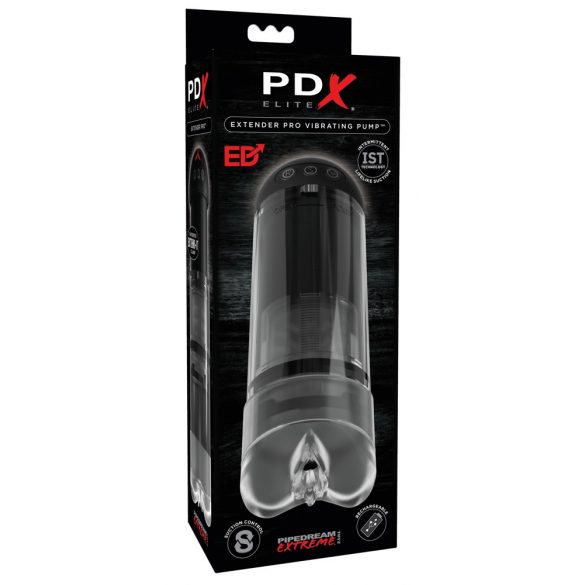 PDX Elite Extender Pro - nabíjecí sací masturbátor vagína (černý)