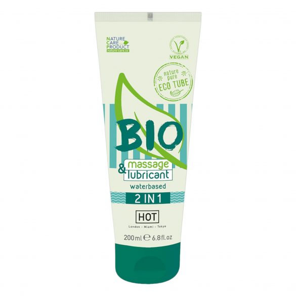 HOT Bio 2in1 - veganský lubrikant a masážní gel na bázi vody (200ml)