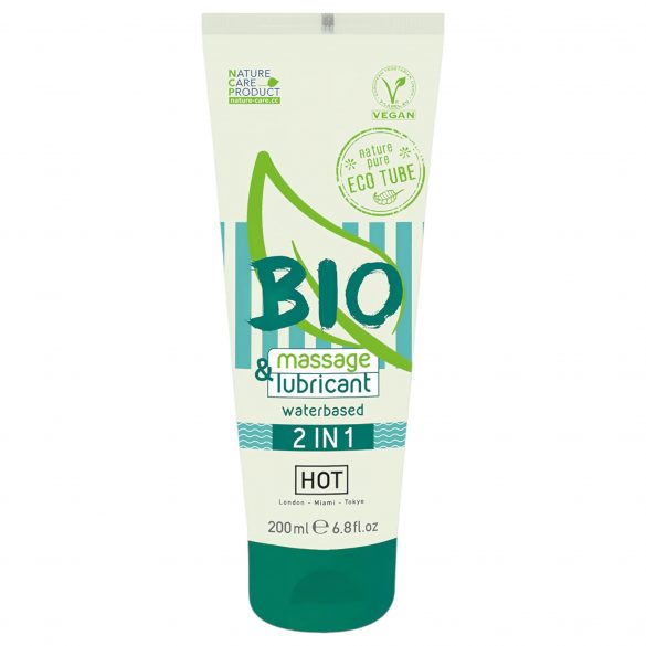 HOT Bio 2in1 - veganský lubrikant a masážní gel na bázi vody (200ml)