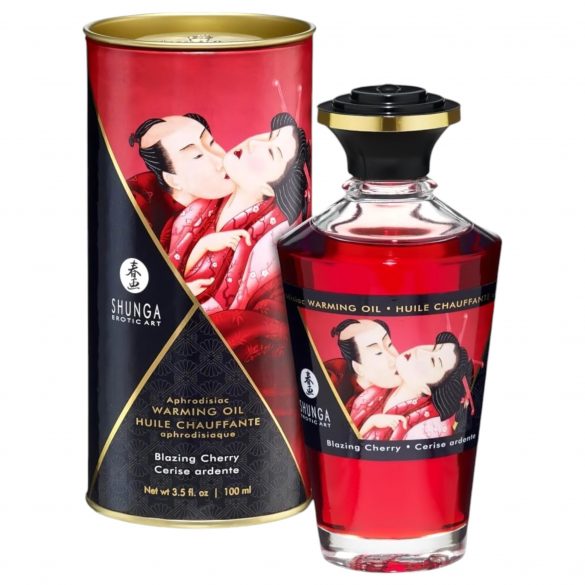 Shunga - hřejivý masážní olej - třešeň (100 ml)