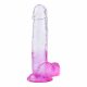 Sunfo - připínací, realistické dildo s varlaty - 22 cm (průsvitné fialové)